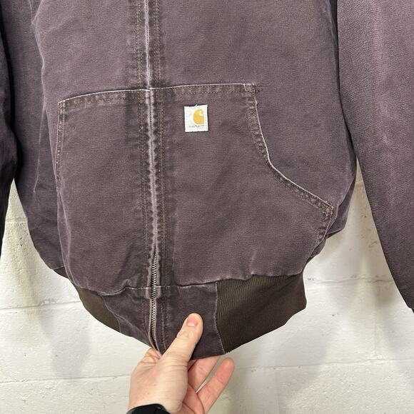 Y2K Carhartt Quilted Hooded Active Jacket “Dark Brown” WJ130 - Picture 3 of 11